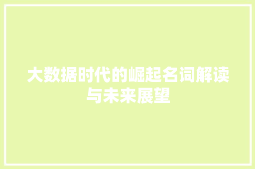 大数据时代的崛起名词解读与未来展望