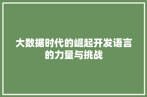 大数据时代的崛起开发语言的力量与挑战
