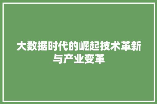 大数据时代的崛起技术革新与产业变革