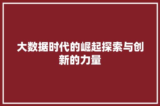 大数据时代的崛起探索与创新的力量