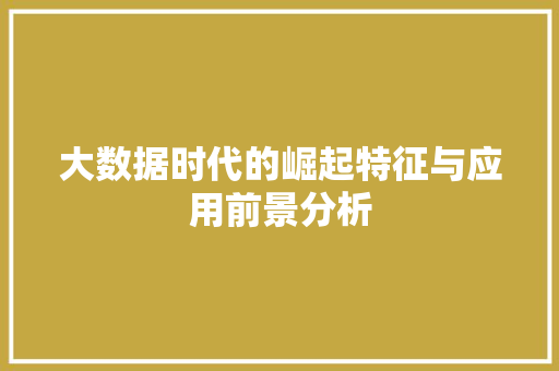 大数据时代的崛起特征与应用前景分析