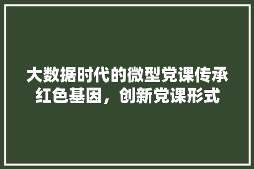 大数据时代的微型党课传承红色基因，创新党课形式