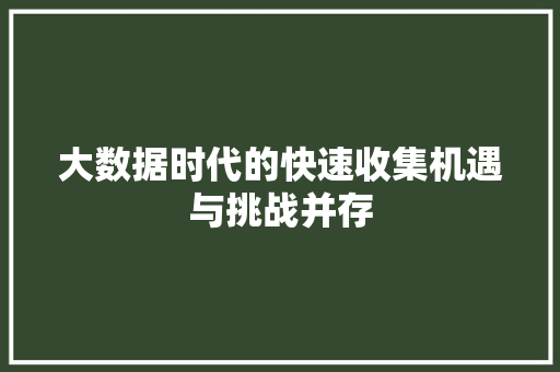 大数据时代的快速收集机遇与挑战并存
