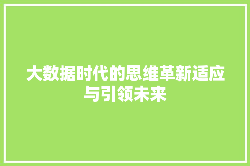 大数据时代的思维革新适应与引领未来