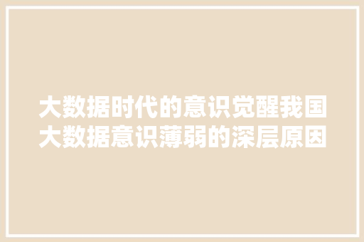 大数据时代的意识觉醒我国大数据意识薄弱的深层原因与对策