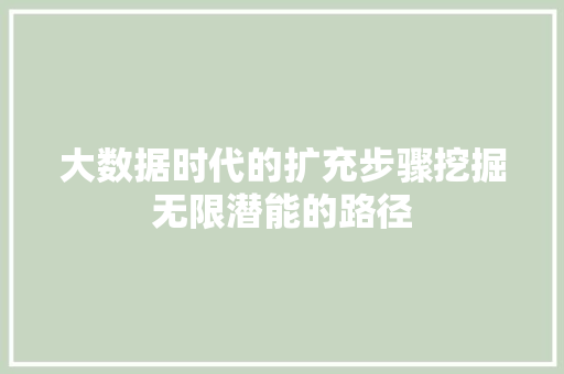 大数据时代的扩充步骤挖掘无限潜能的路径