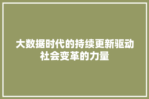 大数据时代的持续更新驱动社会变革的力量 大数据时代的持续更新驱动社会变革的力量