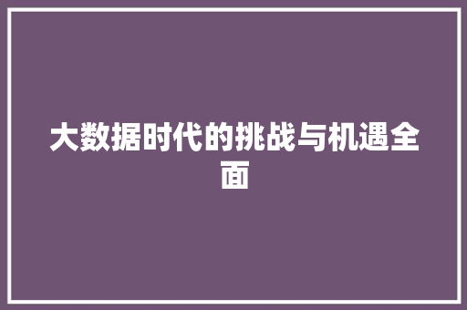 大数据时代的挑战与机遇全面