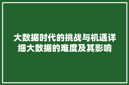 大数据时代的挑战与机遇详细大数据的难度及其影响