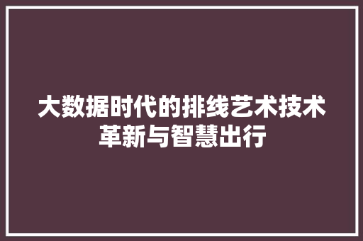大数据时代的排线艺术技术革新与智慧出行