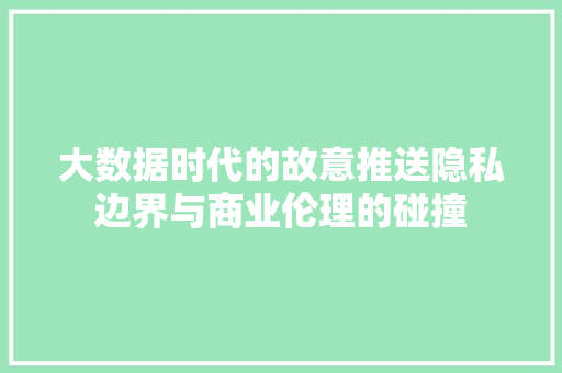 大数据时代的故意推送隐私边界与商业伦理的碰撞