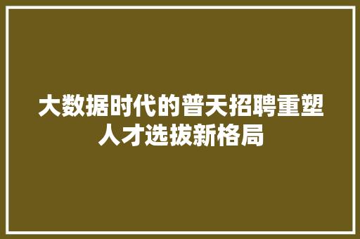 大数据时代的普天招聘重塑人才选拔新格局
