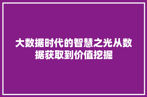 大数据时代的智慧之光从数据获取到价值挖掘
