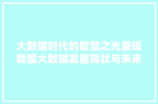 大数据时代的智慧之光展现我国大数据发展现状与未来趋势