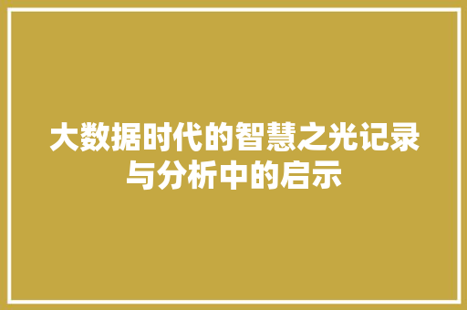 大数据时代的智慧之光记录与分析中的启示