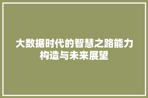 大数据时代的智慧之路能力构造与未来展望