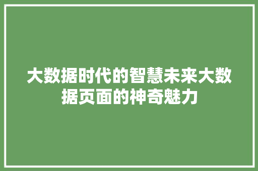 大数据时代的智慧未来大数据页面的神奇魅力