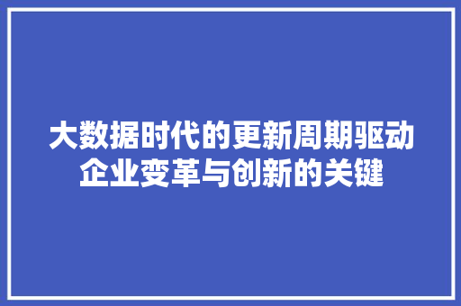 大数据时代的更新周期驱动企业变革与创新的关键