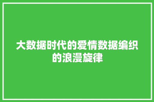 大数据时代的爱情数据编织的浪漫旋律