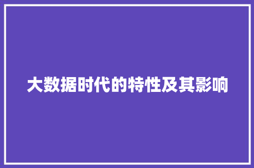 大数据时代的特性及其影响