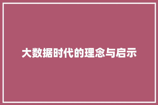 大数据时代的理念与启示 大数据时代的理念与启示