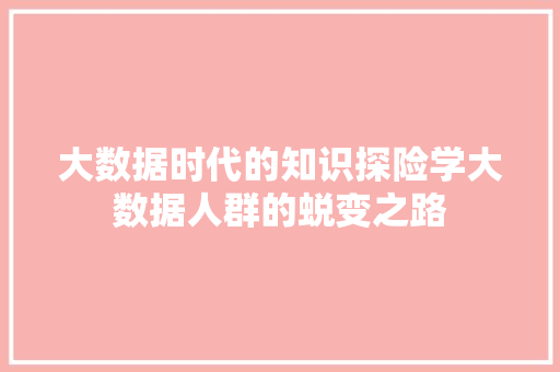 大数据时代的知识探险学大数据人群的蜕变之路