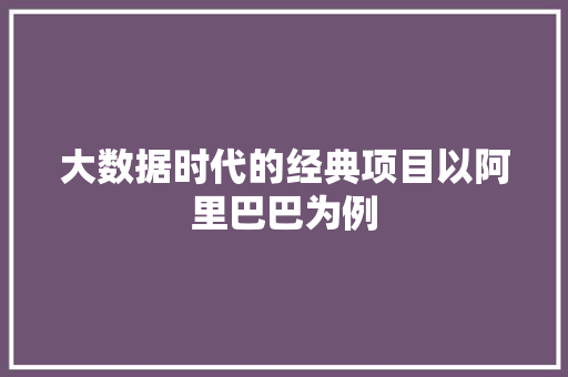 大数据时代的经典项目以阿里巴巴为例