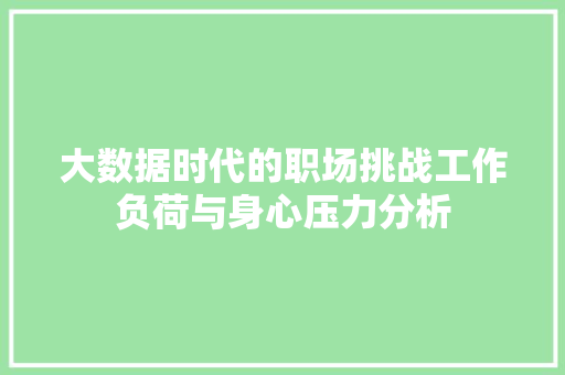 大数据时代的职场挑战工作负荷与身心压力分析