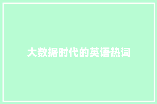 大数据时代的英语热词 大数据时代的英语热词