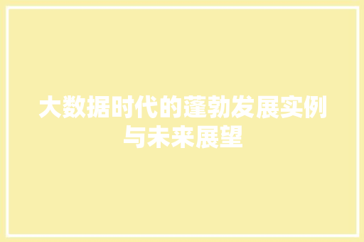 大数据时代的蓬勃发展实例与未来展望