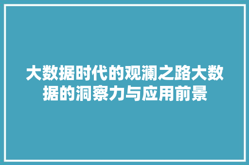 大数据时代的观澜之路大数据的洞察力与应用前景
