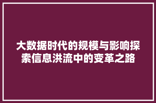 大数据时代的规模与影响探索信息洪流中的变革之路