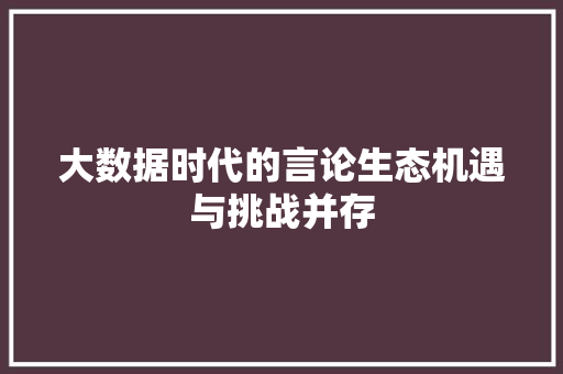 大数据时代的言论生态机遇与挑战并存