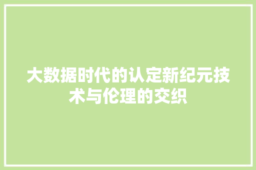 大数据时代的认定新纪元技术与伦理的交织