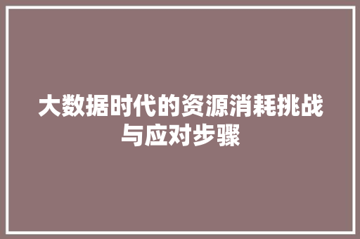 大数据时代的资源消耗挑战与应对步骤