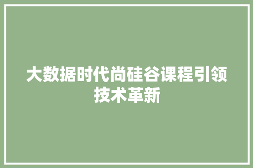 大数据时代尚硅谷课程引领技术革新