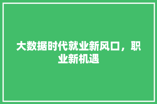 大数据时代就业新风口，职业新机遇