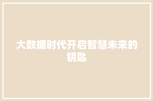 大数据时代开启智慧未来的钥匙 电脑配置 大数据时代开启智慧未来的钥匙 电脑配置