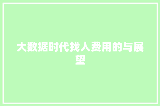 大数据时代找人费用的与展望