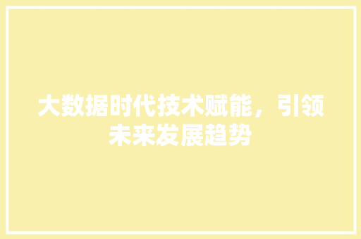 大数据时代技术赋能，引领未来发展趋势