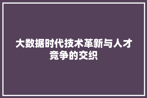 大数据时代技术革新与人才竞争的交织 大数据时代技术革新与人才竞争的交织