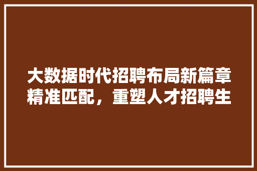 大数据时代招聘布局新篇章精准匹配，重塑人才招聘生态