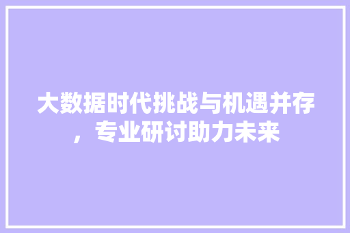 大数据时代挑战与机遇并存，专业研讨助力未来