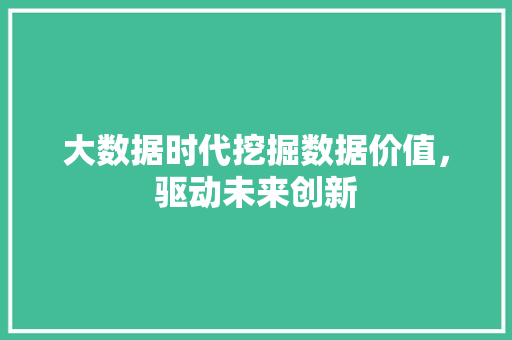 大数据时代挖掘数据价值，驱动未来创新