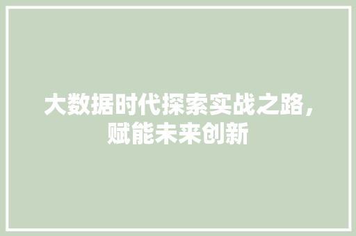 大数据时代探索实战之路，赋能未来创新