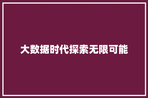 大数据时代探索无限可能