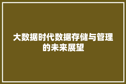 大数据时代数据存储与管理的未来展望