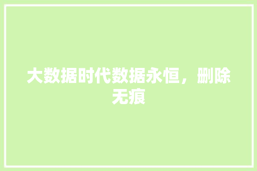 大数据时代数据永恒，删除无痕