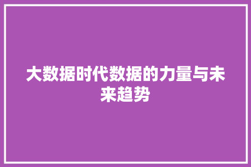 大数据时代数据的力量与未来趋势 大数据时代数据的力量与未来趋势