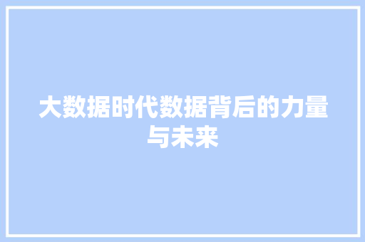 大数据时代数据背后的力量与未来 大数据时代数据背后的力量与未来